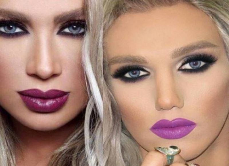 لن تتخيل كيف تحول شاب إلى مايا دياب عن طريق المكياج..شاهدوا صوره قبل المكياج و بعده!